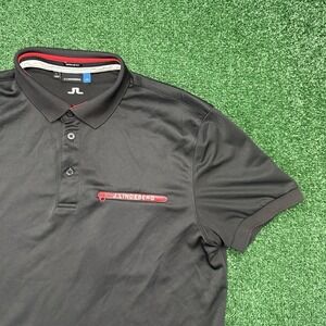 J. Lindeberg Golf Men's Short Sleeve Polo Shirt Size Large Black Red